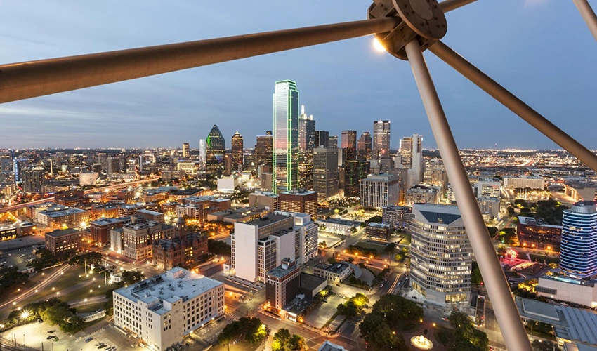 photo of Dallas skyline from above